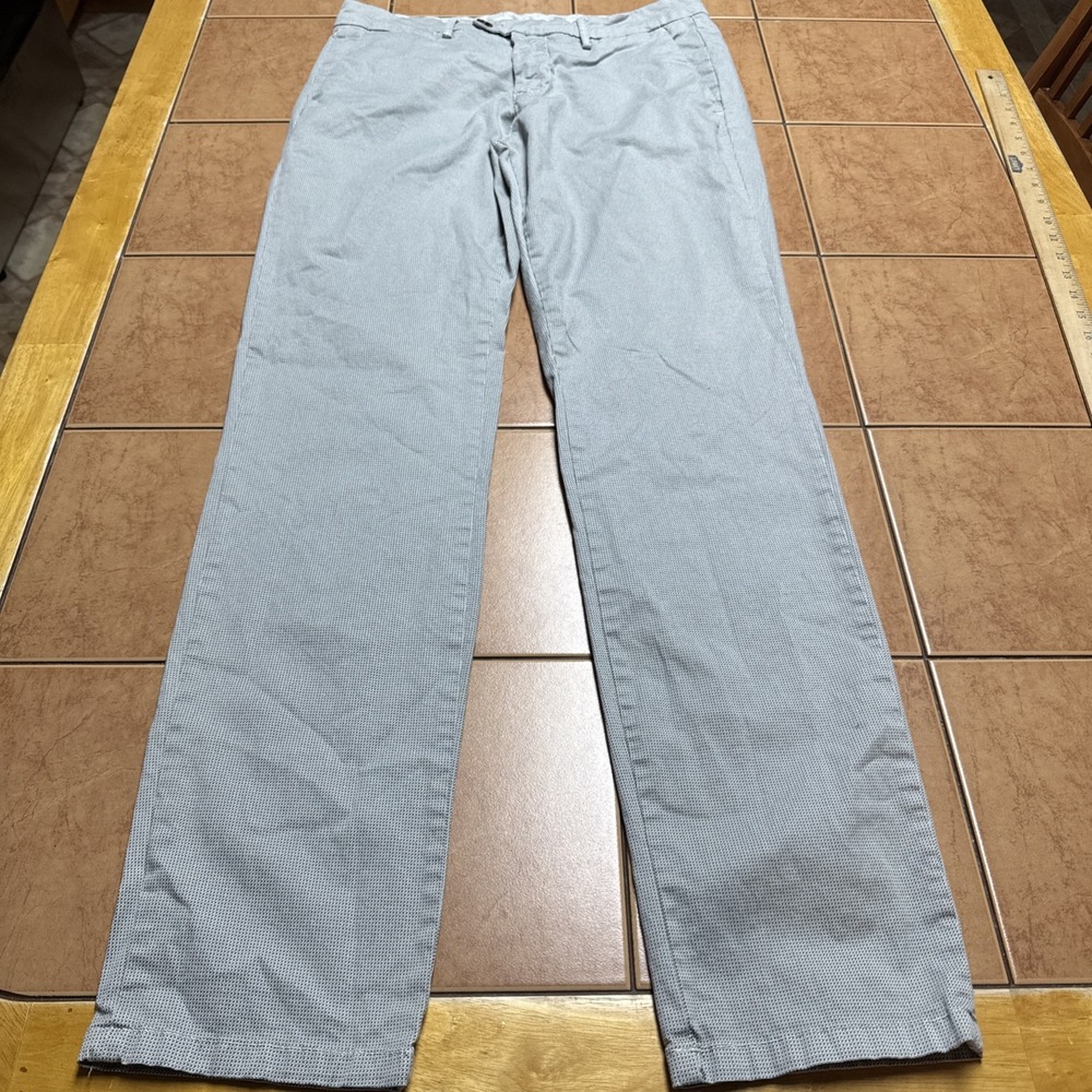 SPADA Roma Chino Pants Trouser Mens 32 x 32 Gray White Nailhead‎ Cotton Stretch